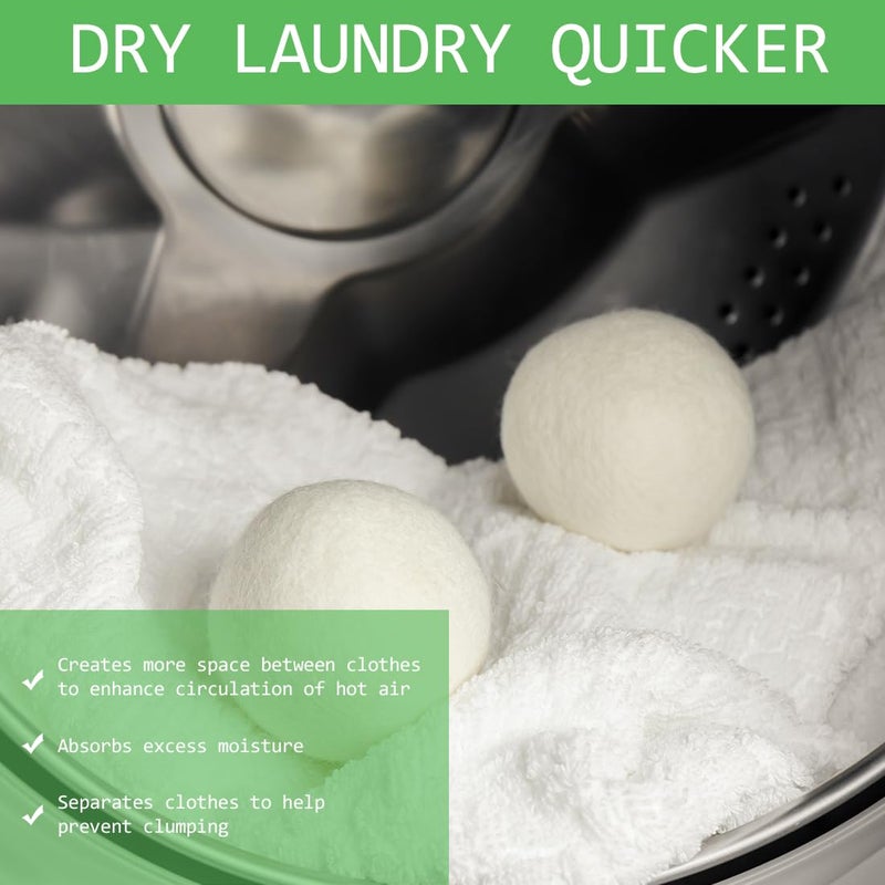Wool Dryer Balls Reusable Natural Fabric Softener 100% New Zealand Wool Balls for Dryer Reduce Clothing Wrinkles and Saves Drying Time - Image 3